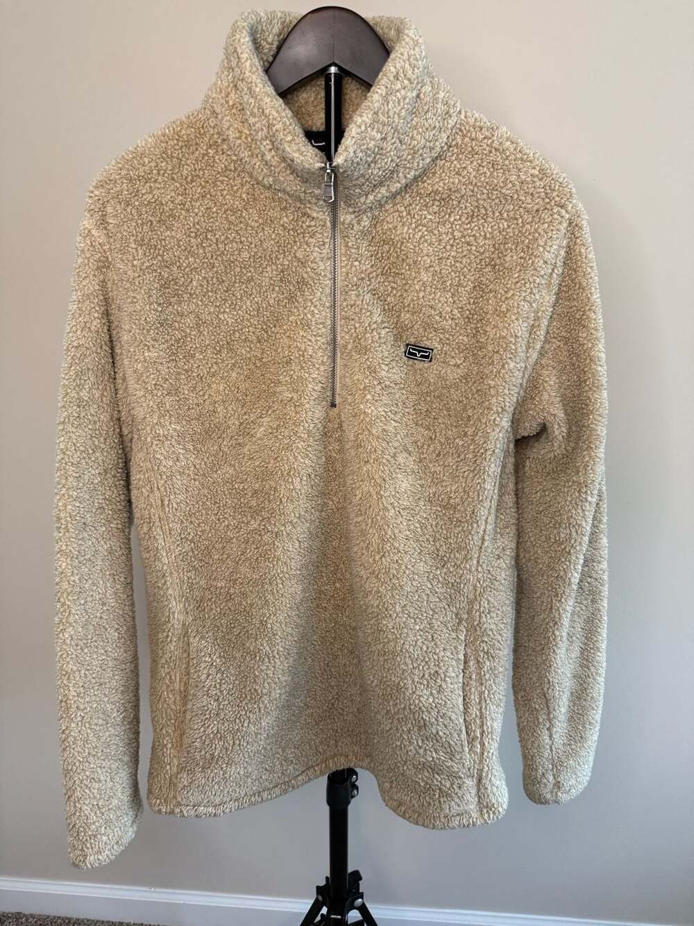 Kimes Ranch Beige Sherpa Fleece Quarter Zip Pullover XL
